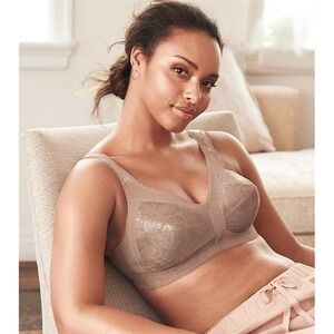 NWOT Playtex 18Hour 36C Original Comfort Strap Wirefree Bra 4693 MD Beige 92258